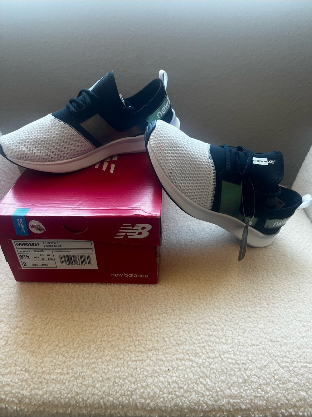 New Balance White and Black Athletic Sneakers